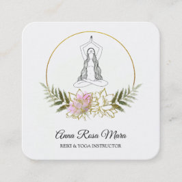 *~* AP32金ゴールドピンクロータスヨガ女性エネルギー スクエア名刺