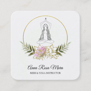 *~* AP32金ゴールドピンクロータスヨガ女性エネルギー スクエア名刺