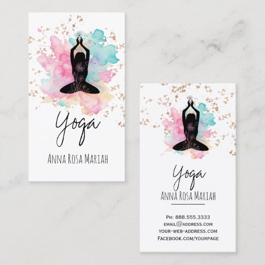 *~* AP33 Rainbow Chakra Spiritual Glitter Yoga 名刺 (正面/裏面)