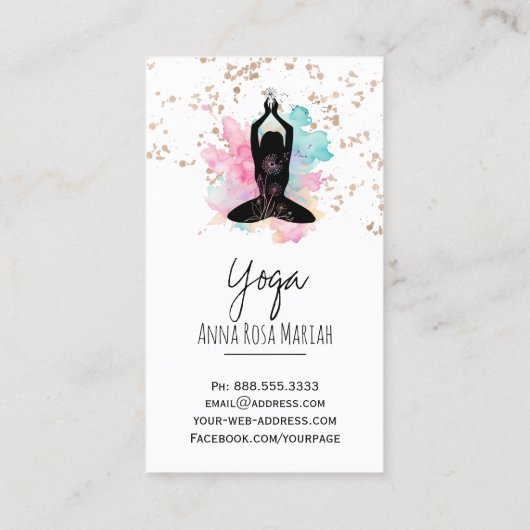 *~* AP33 Rainbow Chakra Spiritual Glitter Yoga 名刺 (裏面)