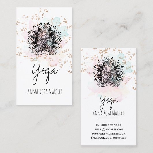 *~* AP33 Rainbow Chakra Spiritual Yoga Glitter 名刺 (正面/裏面)