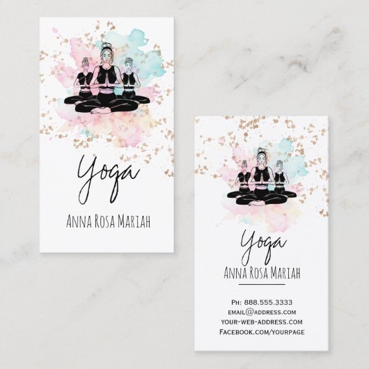 *~* AP33  Yoga Class Rainbow Chakra Spiritual  名刺 (正面/裏面)