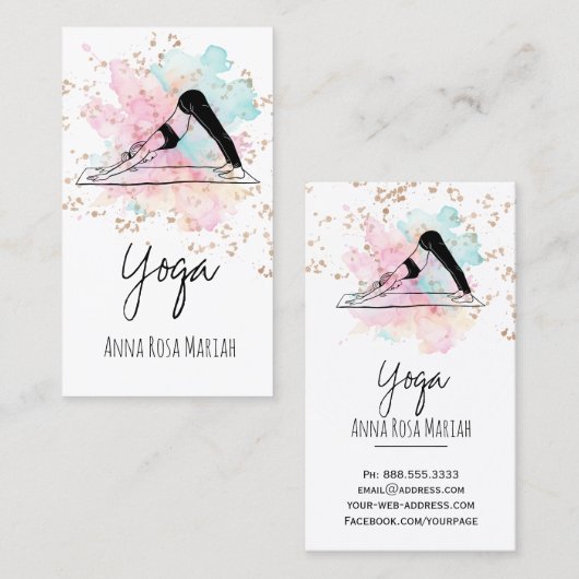 *~* AP33 Yoga Rainbow Chakra Spiritual Glitter 名刺 (正面/裏面)