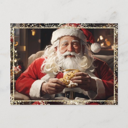 *~* AP44クリスマスサンタクッキーフォトグリッター シーズンポストカード (正面)