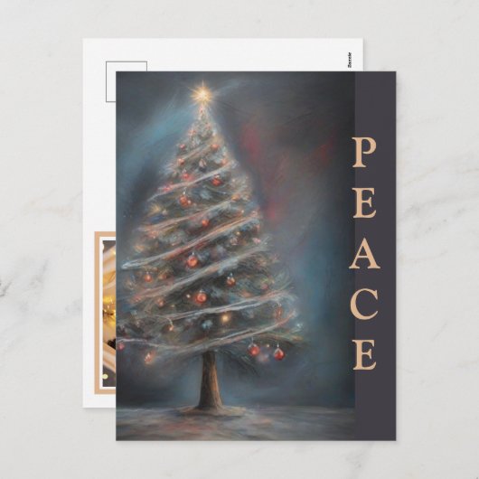 *~* AP44ヴィンテージソフトチョーククリスマスツリー写真 シーズンポストカード (正面/裏面)