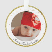 *~* AP44初めてのクリスマス金ゴールドPoinsettia写真 オーナメント (正面)