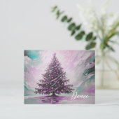 *~* AP44抽象芸術冬季クリスマスツリー写真 シーズンポストカード (スタンド正面)