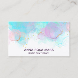 *~* AP46パステル金ゴールドグリッター抽象芸術インクロゴQR 名刺