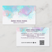 *~* AP46パステル金ゴールドグリッター抽象芸術インクロゴQR 名刺 (正面/裏面)