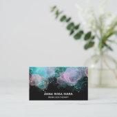 *~* AP46パステル金ゴールドグリッターQR抽象芸術インクロゴ 名刺 (スタンド正面)