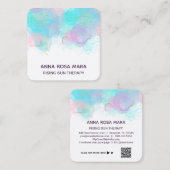 *~* AP46パステルQR金ゴールドグリッター抽象芸術インクロゴ スクエア名刺 (正面/裏面)