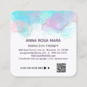 *~* AP46パステルQR金ゴールドグリッター抽象芸術インクロゴ スクエア名刺 (裏面)