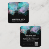 *~* AP46ロゴパステルQR金ゴールドグリッター抽象芸術インク スクエア名刺 (正面/裏面)