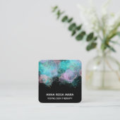 *~* AP46ロゴパステルQR金ゴールドグリッター抽象芸術インク スクエア名刺 (スタンド正面)