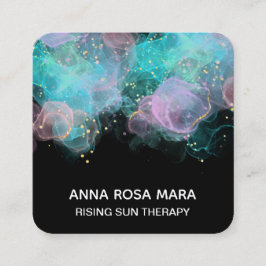 *~* AP46ロゴパステルQR金ゴールドグリッター抽象芸術インク スクエア名刺