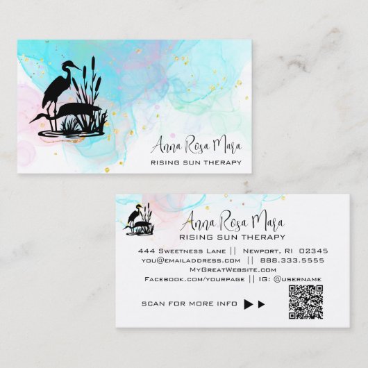 *~* AP46 QRエーテルビーチマーシュヘロンエレガントズ 名刺 (正面/裏面)