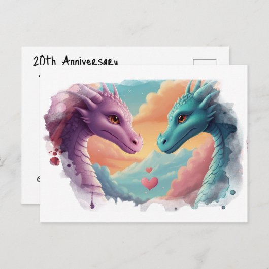 ※AP48 フォト 招待 性別発表 ドラゴン アーティスティック ポストカード (正面/裏面)