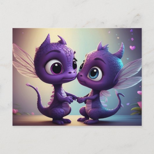 *~* AP48 写真 恐竜 カード 漫画 ポストカード にお誘い ドラゴン 恐竜 (正面)