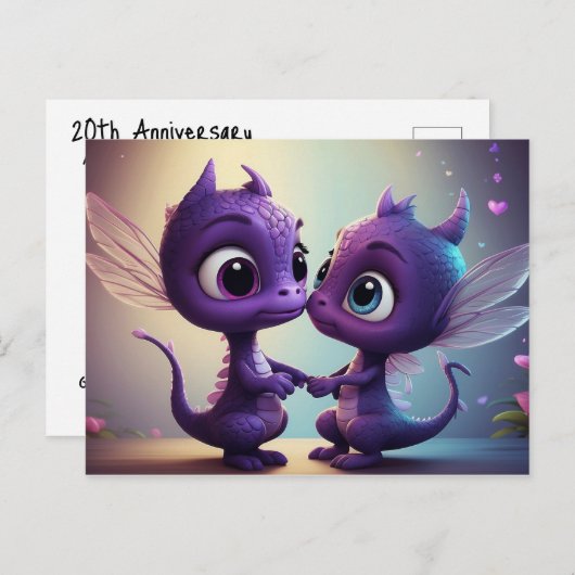 *~* AP48 PHOTO招待状ドラゴンDino漫画はがき ポストカード (正面/裏面)