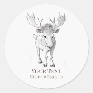 *~* AP49かわいい漫画の素朴ベビーMooseSticker ラウンドシール