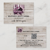 *~* AP49キャビン素朴スケッチQRウッドプランクス 名刺 (正面/裏面)