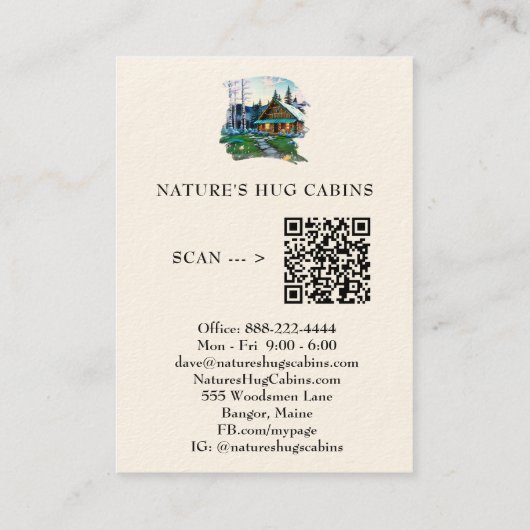 *~* AP49キャビ素朴ンQRコテージ春樺の木 名刺 (裏面)