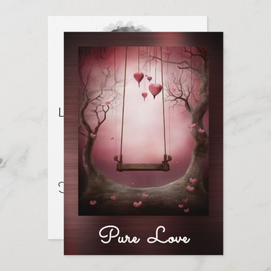 *~* AP51ロマンチックなスイングハートバレンタイン14 招待状 (正面/裏面)