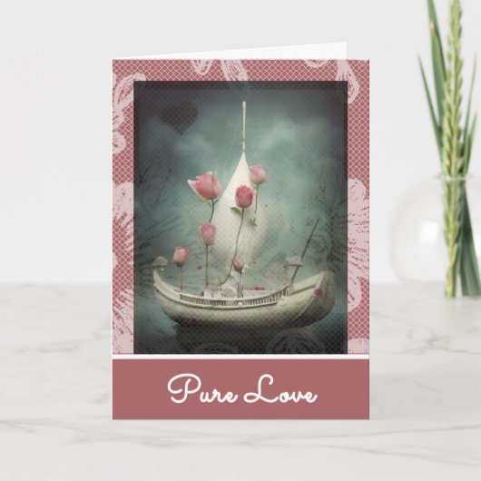 *~* AP51 22ロマンチックなカヌボートハートバレンタイン シーズンカード (正面)