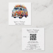 *~* AP57ボはっきりしたホQRレトロヴィンテージ花 スクエア名刺 (正面/裏面)