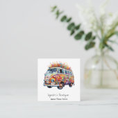 *~* AP57ボはっきりしたホQRレトロヴィンテージ花 スクエア名刺 (スタンド正面)