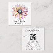 *~* AP57ボホQRはっきりしたレトロ60の花デイジー スクエア名刺 (正面/裏面)