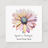 *~* AP57ボホQRはっきりしたレトロ60の花デイジー スクエア名刺 (正面)