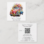 *~* AP57ボホQRレトロヴィンテージフラワービークル スクエア名刺 (正面/裏面)