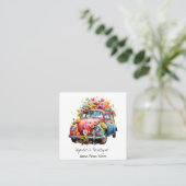 *~* AP57ボホQRレトロヴィンテージフラワービークル スクエア名刺 (スタンド正面)