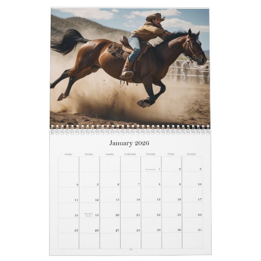 *~* AP59ワイルドウェストカウボーイホースロデオ3 カレンダー (1月 2026)