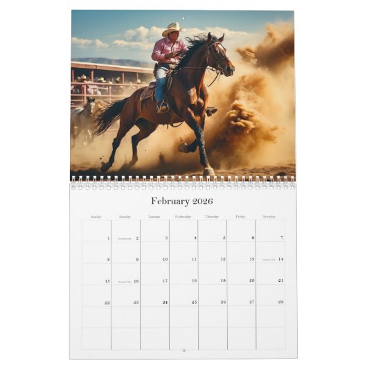 *~* AP59ワイルドウェストカウボーイホースロデオ カレンダー (2月 2026)