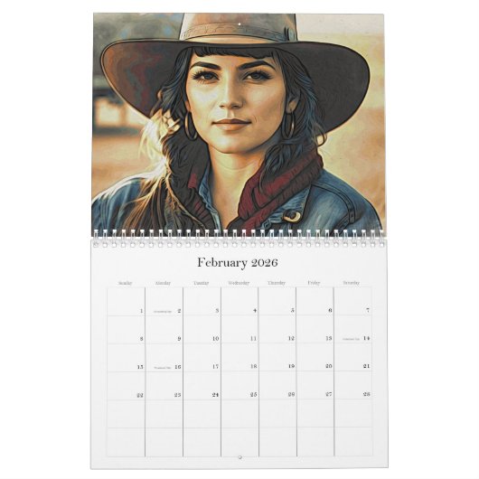 *~* AP59女性野性的な西女性のカーボーイ4カレンダー カレンダー (2月 2026)