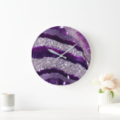 *~* AP66グラムQRラヴェンデパープルシルバーグリッター ラージ壁時計 (ホーム)