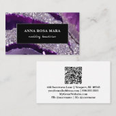 *~* AP66グラムQRラヴェンデパープルシルバーグリッター 名刺 (正面/裏面)