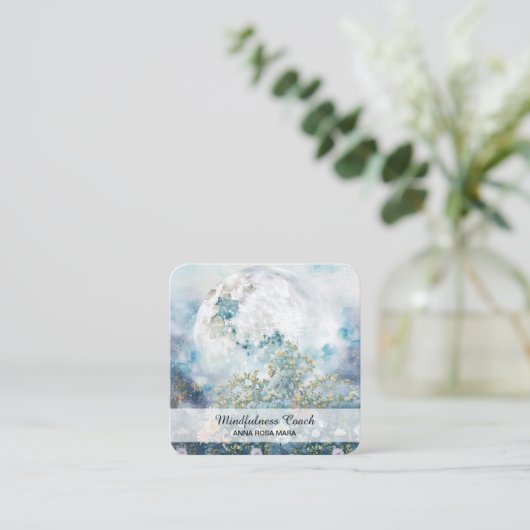 *~* AP70 EtherealパステルムーンフラワーズQRフローラ スクエア名刺 (スタンド正面)