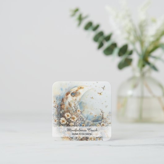 *~* AP70 Ethereal三日月の花QRフローラ スクエア名刺 (スタンド正面)