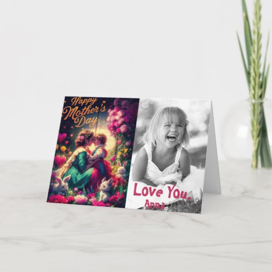 *~* AP72写真母の日の折り畳みグリーティングカード サンキューカード (正面)