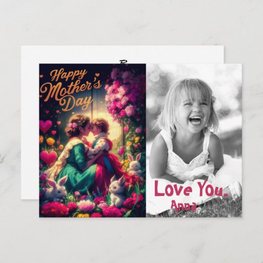 *~* AP72。ヴィンテージ花母の日を愛する写真 シーズンポストカード (正面/裏面)