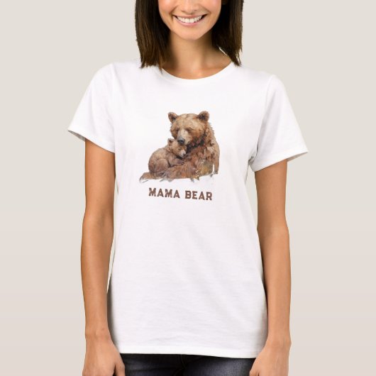 *~* AP72 MAMA BEAR LOVE CUB Mother's Day Gift Tシャツ (正面)
