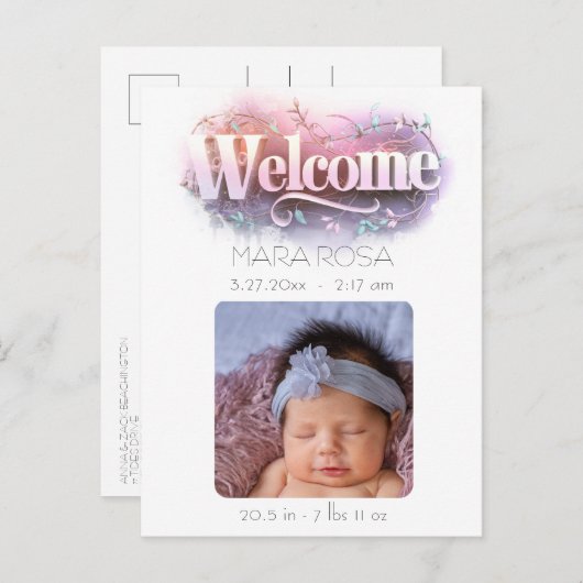 *~* AP79ベビー生まれたばかりの誕生発表写真 案内ポストカード (正面/裏面)