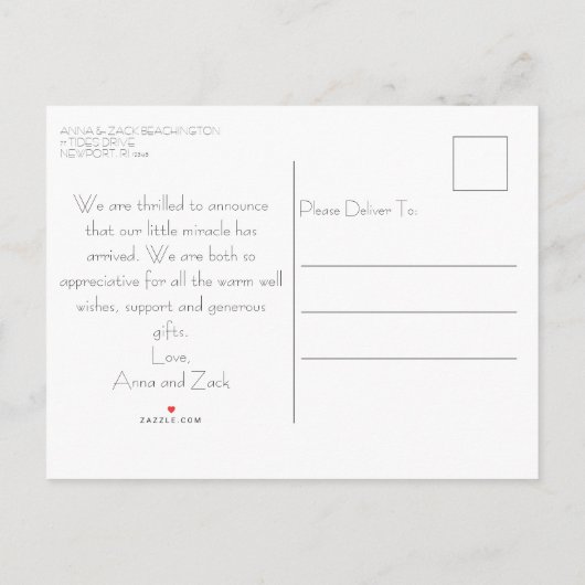 *~* AP79ベビー生まれたばかりの誕生発表写真 案内ポストカード (裏面)