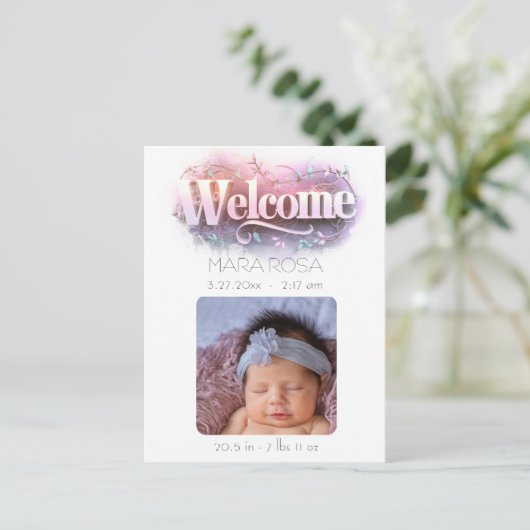 *~* AP79ベビー生まれたばかりの誕生発表写真 案内ポストカード (スタンド正面)