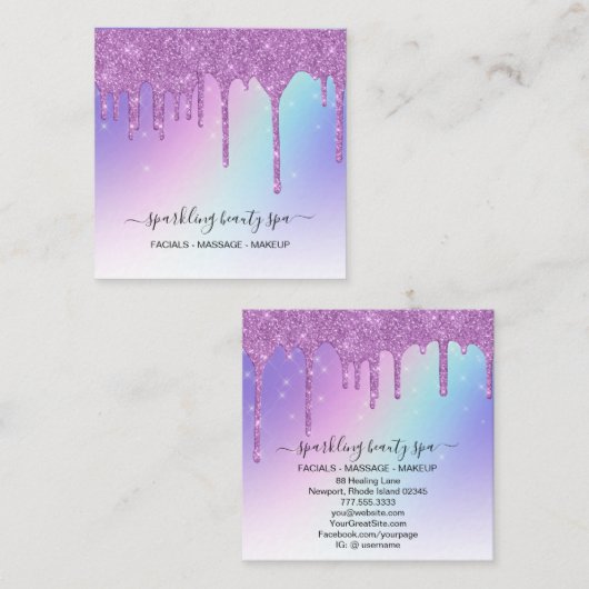 *～* AP7 PASTELレインボードリップスグリッターパープル スクエア名刺 (正面/裏面)