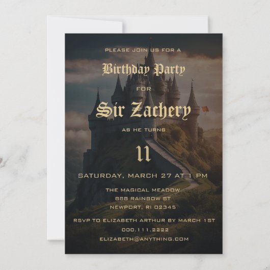 *~* AP88キャッスルマウンテン中世ファンタジー誕生日 招待状 (裏面)