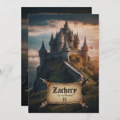 *~* AP88キャッスルマウンテン中世ファンタジー誕生日 招待状 (正面/裏面)